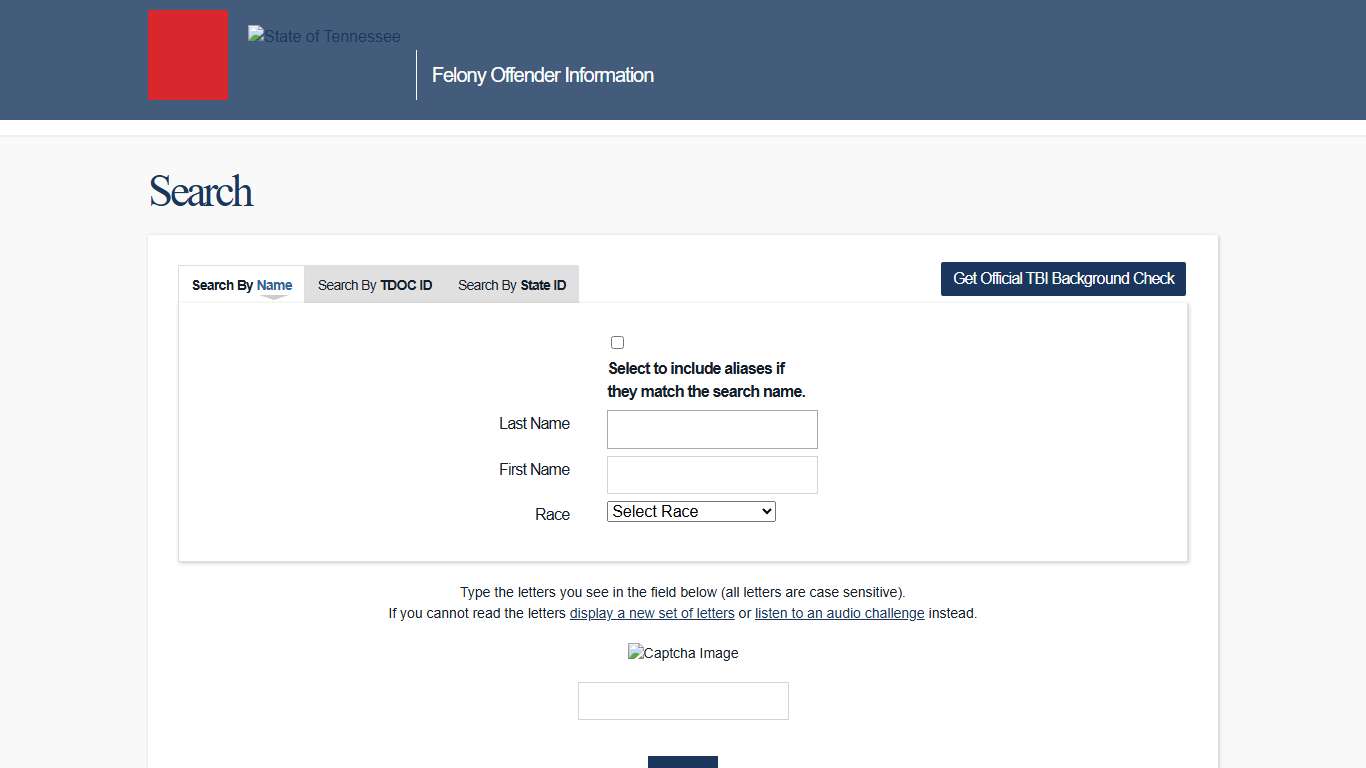 Search - Tennessee Felony Offender Information